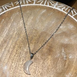 NWOT Rose Quartz Moon Silver Necklace
